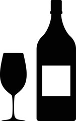 Glass and Bottle of Wine Icon