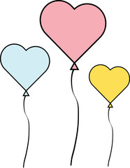  Balloon Love Heart Vector Icon Illustration