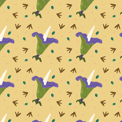 Fototapeta premium Titan Arum Indonesia Flora Seamless Pattern, Bunga Bangkai