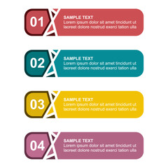 Infographic template with arrow banner ribbons 4 options for presentations, advertising, layouts, annual reports, web design. Set of banners color labels with steps and options vector set. Vector 