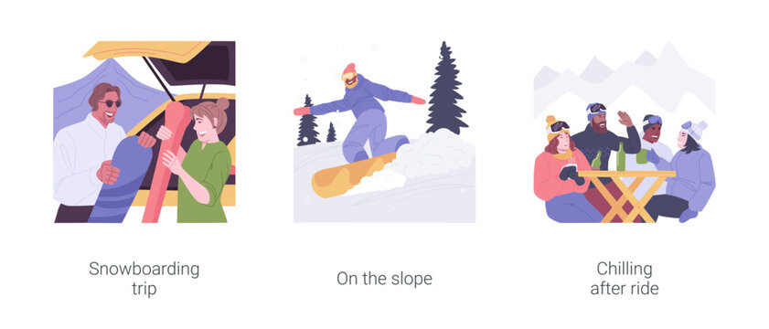 Winter sports isolated cartoon vector illustrations set.