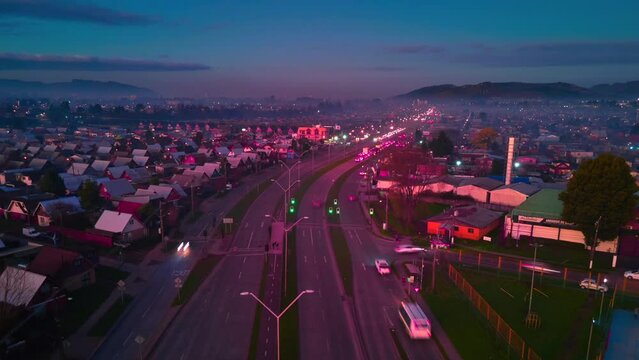 Hyperlapse atardecer sobre la ciudad
