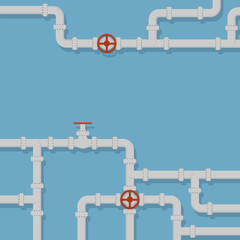 Industrial background with pipeline. Oil, water or gas pipeline with fittings and valves.Vector illustration.