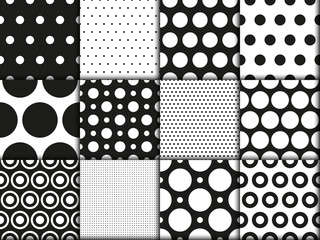 Black and white polkadot seamless patterns set collection © zanna_