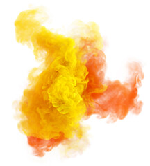 Yellow and orange puff of smoke. 3D mistery fog texture