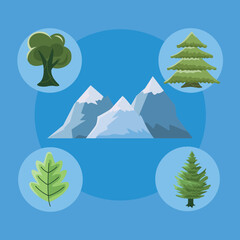 five landscape nature icons