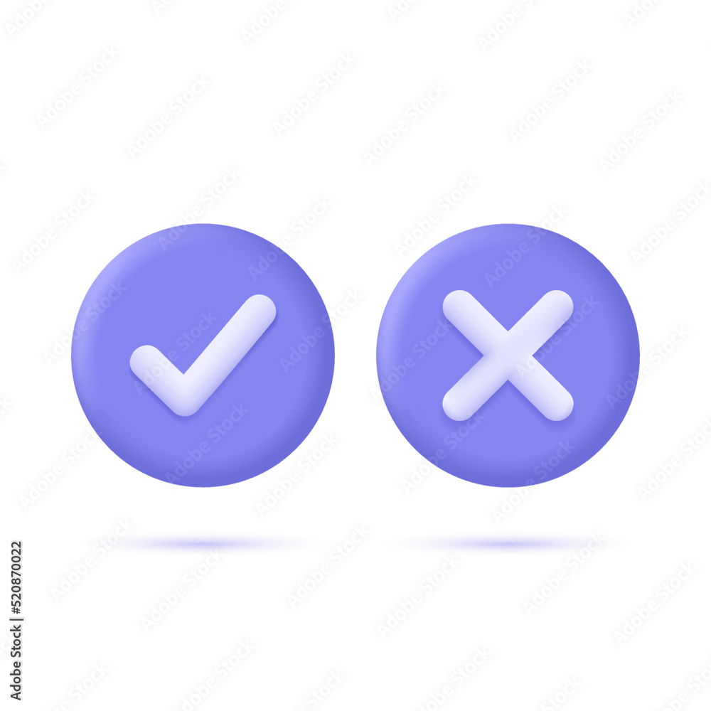 Poster check mark and cross icon element in circle simple ok yes no graphic design, right checkmark symbol 