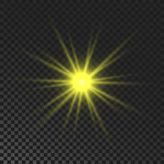 Yellow glowing sparkling star