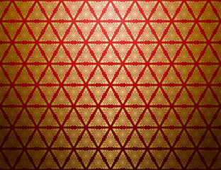 Damask-style Thai art pattern. Luxurious gold triangle shape with red background. Vector illustration.