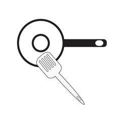 Slotted turner and pan, vector on white background