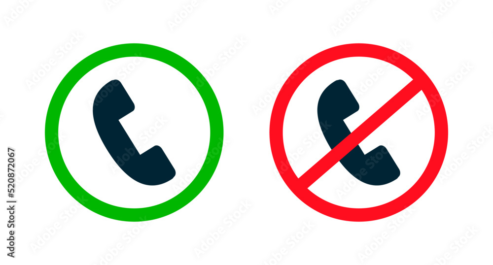 Poster phone use permitted and phone use prohibited icon set. phone use regulation. vector.