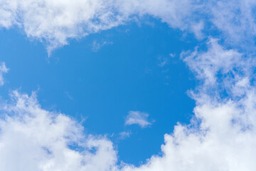 white clouds on blue blue sky on a summer day
