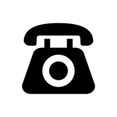 Black rotary-dial telephone. Vector.