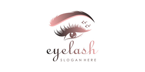 Eyelash extension logo design template for beauty salon with creative concept