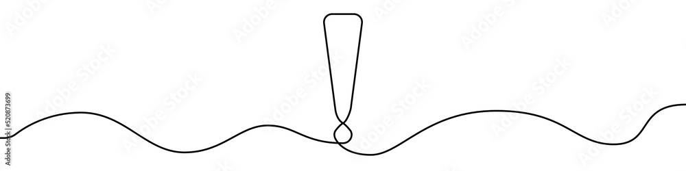 Poster exclamation mark line continuous drawing vector. one line exclamation mark vector background. exclam
