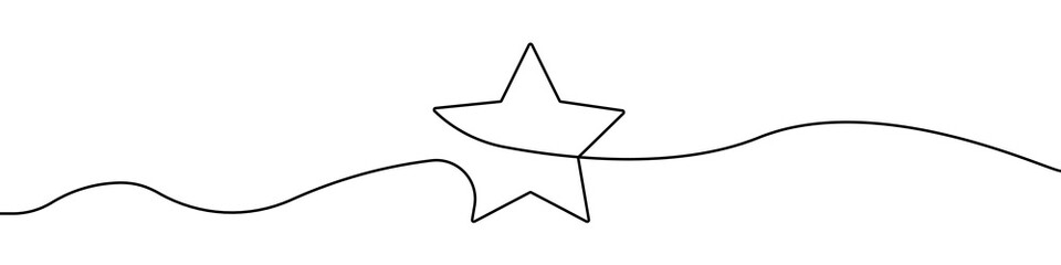 Sternsymbollinie kontinuierlicher Zeichnungsvektor. Einzeiliger Sternsymbol-Vektorhintergrund. Stern-Symbol. Kontinuierlicher Umriss eines Sternsymbols.
