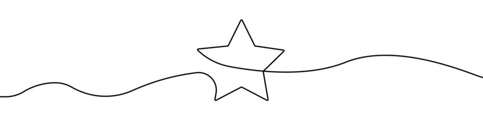 Washable wall murals One line Star icon line continuous drawing vector. One line star icon vector background. Star icon. Continuous outline of a star icon.