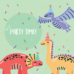 dinosaurs in birthday party © Gstudio