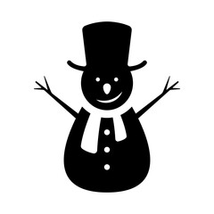 Snowman icon. Black silhouette. Front view. Vector simple flat graphic illustration. Isolated object on a white background. Isolate.