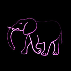 Vector illustration of elephant with neon effect.