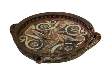 Isolated on white background Luxerious tray richy embellished with motifs drawn in polychrome