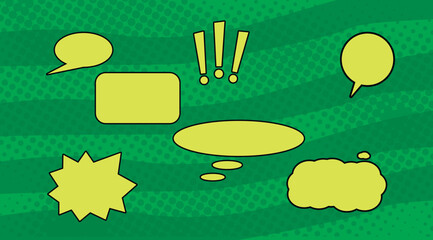 
speech bubble on green pop art background. Vector graphics.