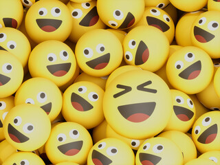 Crazy Eyes Over Squint Laugh Emoticon Balls Crypto Currency 3D Illustration Render