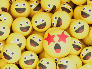 Crazy Eyes Over Star Struck Emoticon Balls Crypto Currency 3D Illustration Render
