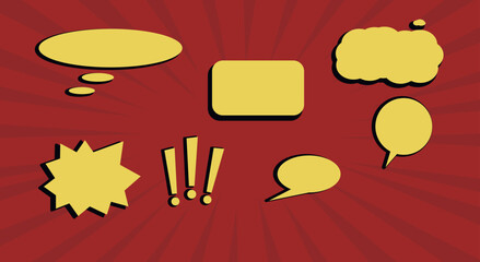 Speech balloon on red pop art background. Vector graphics.