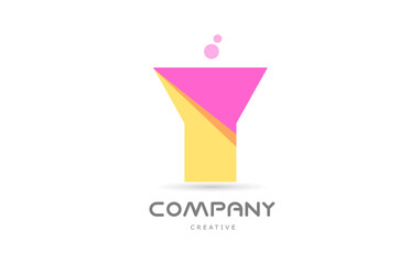 Y yellow pink geometric alphabet letter logo icon. Creative template for business and company