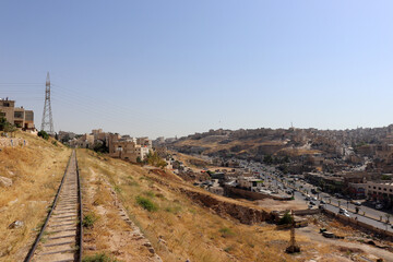 Amman, Jordan - June 18, 2022 : Turkish Ottoman railway in jordan