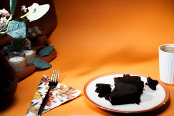 chocolate cake on a table