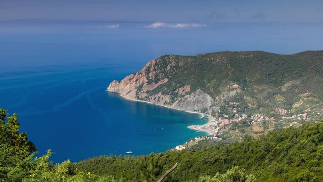 Panoramic Aerial View Time Lapse of Monterosso Al Mare in Cinque Terre, Monterosso Al Mare, Liguria, Italy