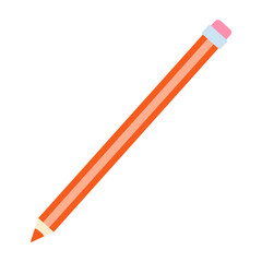 Color pencil on white background. School supplies. Flat design.