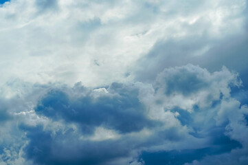 Fototapeta na wymiar blue sky and sun behind clouds on daytime