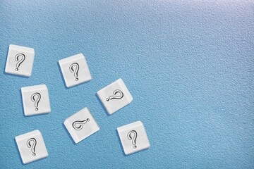 Scattered cubes. Curiosity and exploration. Search an answer by facts. Analysis gathering facts and...