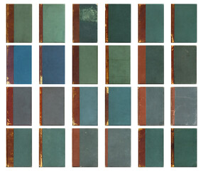 Blank old book covers. Set of vintage textures. Rough faded surface. Perfect for background and retro style design. Empty place for text.