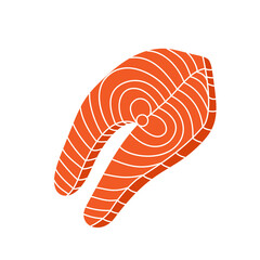 Red fish salmon steak. Fresh salmon meat hand drawn illustration. Trout steak for sushi food menu