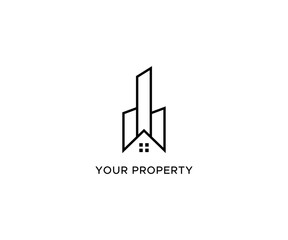 Flat Real Estate Property Construction Broker Abstract Minimalistic Home Premium Logo Design Template