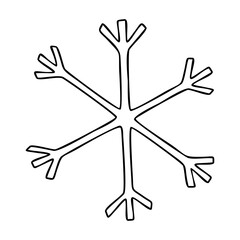 Snowflake doodle vector. Frost resistance icon. Linear hand-drawn illustration, symbol of increasing frost resistance. Snowflake isolated on white background