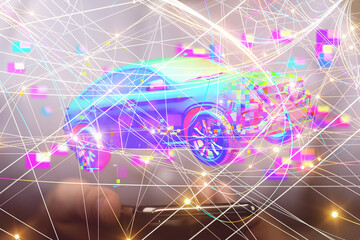 world Neural network 3D illustration. Big data and cybersecurity