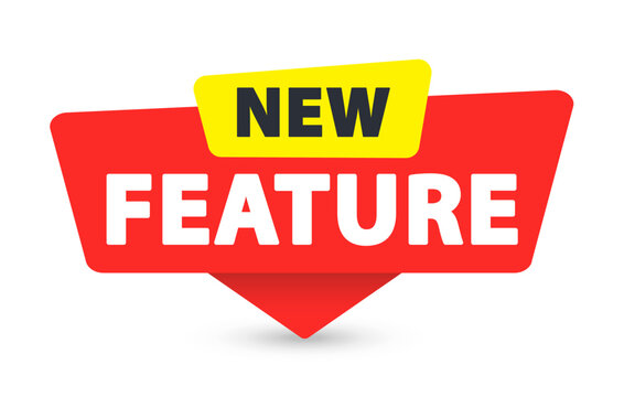 New Feature - Banner, Speech Bubble, Label, Sticker, Ribbon Template. Vector Stock Illustration