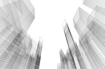 Modern architecture buildings 3d illustration