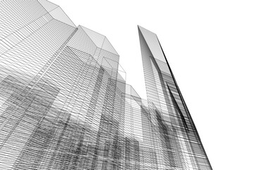 Modern architecture buildings 3d illustration