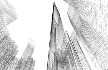 Modern architecture buildings 3d illustration