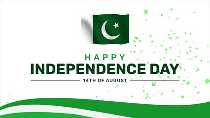 Happy Independence Day to Pakistan 4K Animation with Patriotic colors and confetti. Patriotic backdrop wallpaper