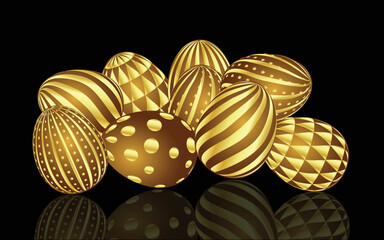 Set of golden egg vector illustration