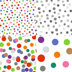 4 Cute pastel pattern with dots. Seamless texture with vector rings. Holiday