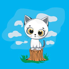 cute cat with tee vector illustrations