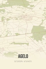 Retro Dutch city map of Agelo located in Overijssel. Vintage street map.